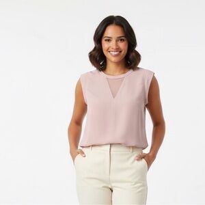 ANTHROPOLOGIE Maison d’Amelie Pink Sleeveless Blouse Hi-Lo Hem Sz M